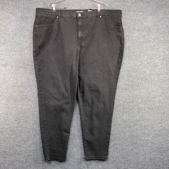 Terra & Sky Women's Skinny Leg Jeans Black 26W Petite Denim 5-Pocket - Picture 2 of 11